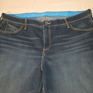 Wrangler Q-Baby Dark Blue Straight Leg  Stretch Denim Jeans Sz 20W X 34L